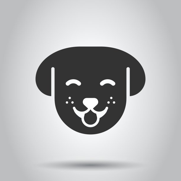 扁平风格的狗头图标。可爱的宠物矢量插图在白色孤立的背景。动物经营理念。图片下载