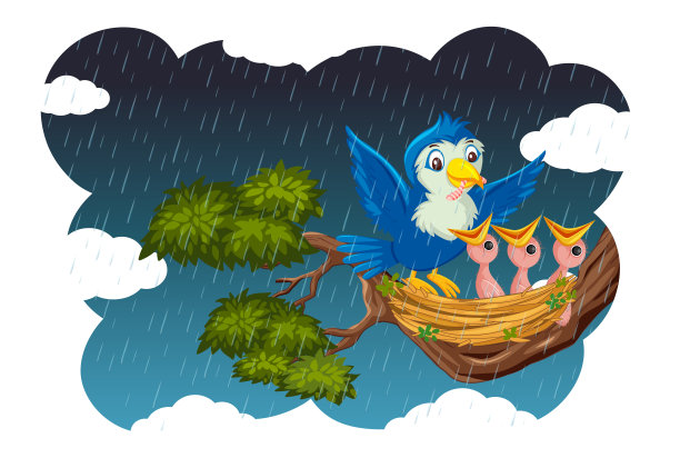 幼鸟和它的母亲在自然界中图片下载