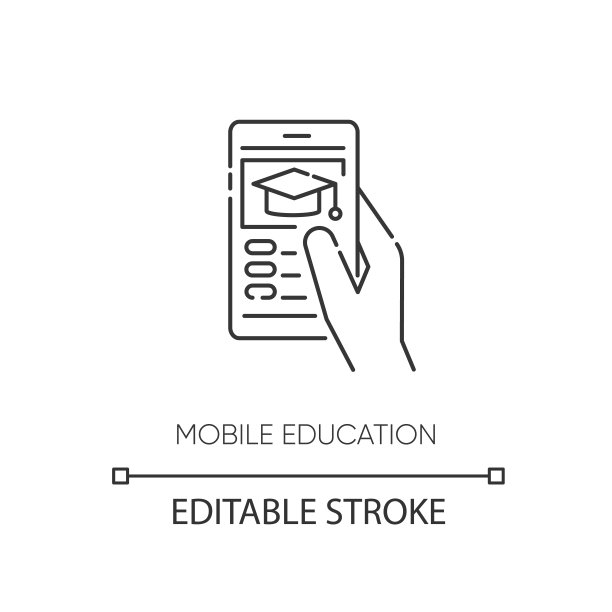 移动教育像素完美线性图标图片下载