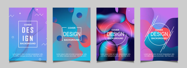 一套时尚的渐变覆盖设计抽象的背景模板与动态柔和的彩色和波浪流体形状。向量a4布局图片下载