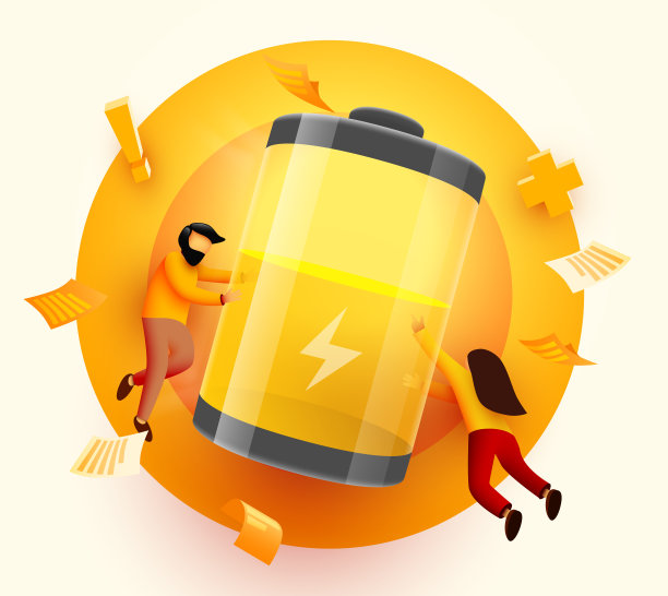 着陆页。携带电量低的大容量电池。能源的概念。图片下载