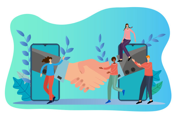 人们通过在线连接彼此签署合同图片下载