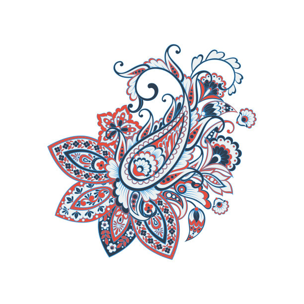 佩斯利矢量模式。孤立的亚洲插图图片下载
