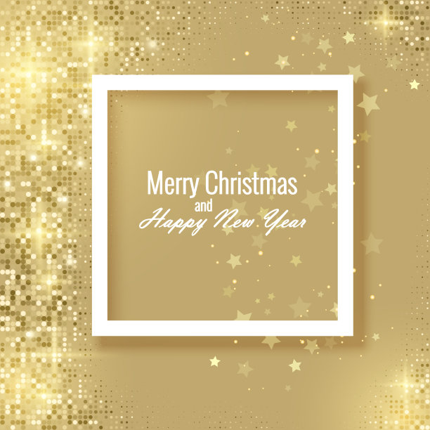 贺卡与金色背景与闪光纹理，圣诞贺卡，矢量插图图片下载
