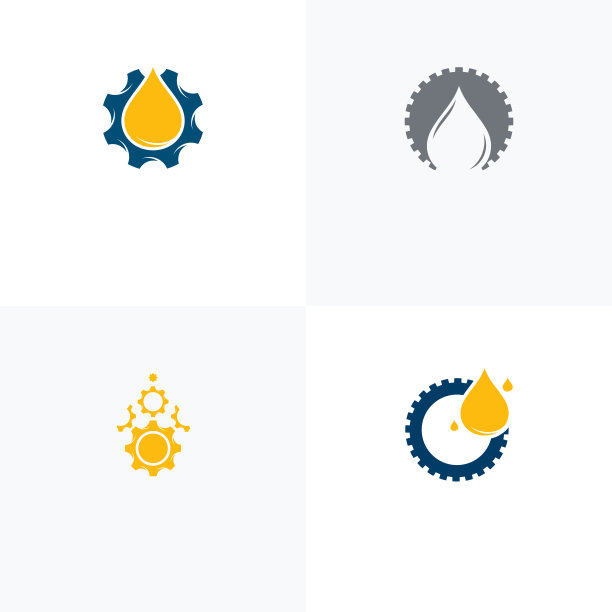 石油工业标志设计概念矢量，油齿轮机标志模板符号图片下载