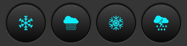 设置雪花，云与雨，和和闪电图标。向量图片下载