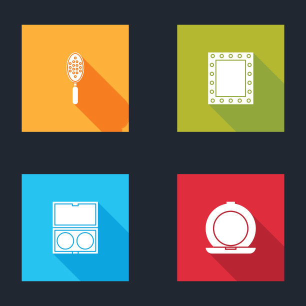 设置发刷，化妆镜与灯，粉和图标。向量图片下载