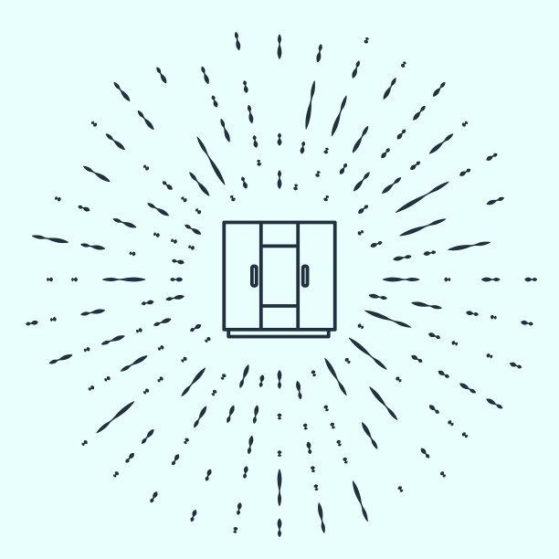 黑色线衣橱图标孤立在灰色背景。抽象的圆随机点。向量图片下载