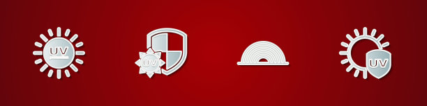 设置紫外线保护，彩虹和图标。向量图片下载