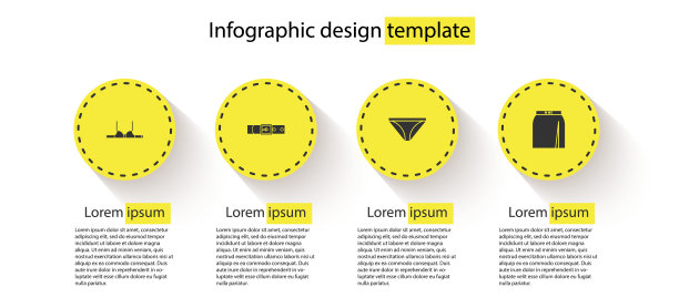 设置胸罩，皮带，男人内裤和裙子。业务信息模板。向量图片下载