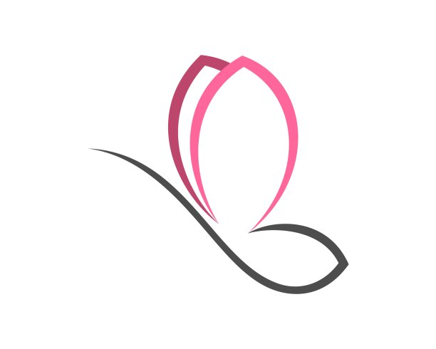 简单的蝴蝶轮廓与灰色和粉红色图片下载