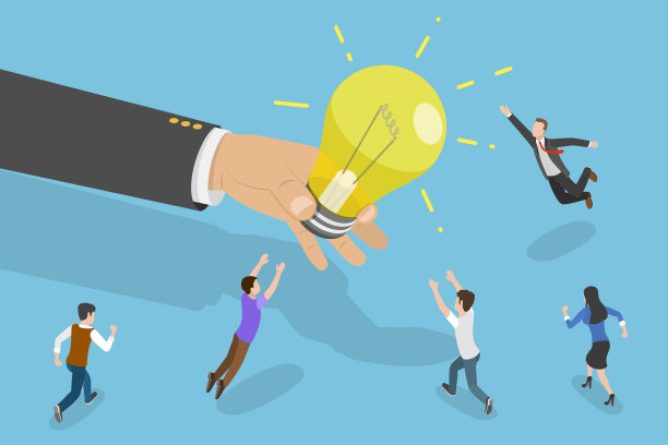 三维等距平面矢量概念插图追逐的想法。图片下载