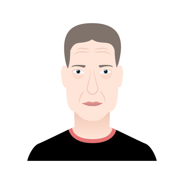 老人肖像矢量插图在平面风格图片下载