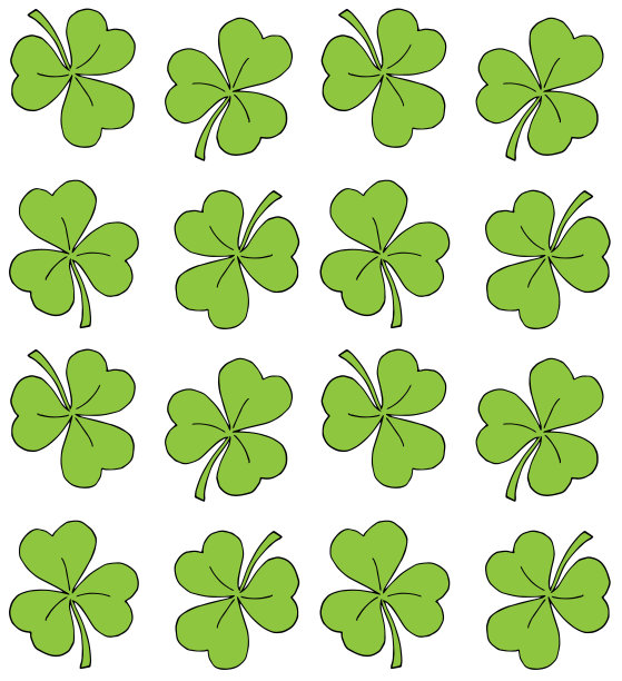 矢量无缝图案手绘涂鸦素描绿色三叶草三叶草图片下载