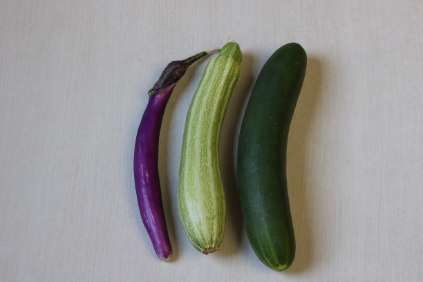 三棵夏季蔬菜孤立在白色的木质背景上图片下载