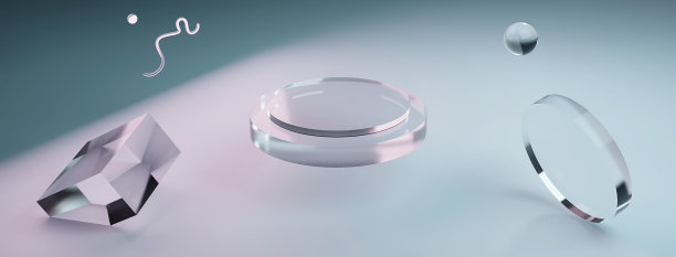 3D霓虹灯玻璃人物悬浮在太空或海洋。模型的讲台。图片下载