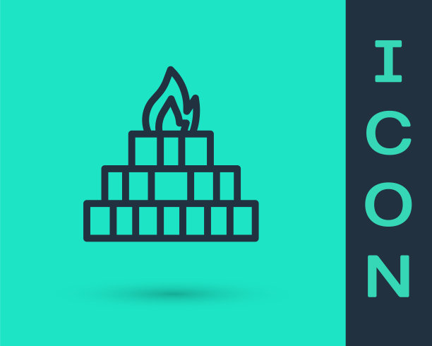 黑色线条Yagna图标隔离在绿色背景上。向量图片下载