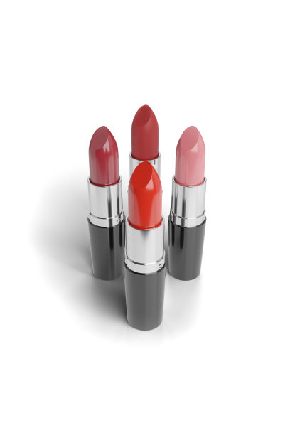 四支口红孤立在白色背景上。3 d演示。图片下载