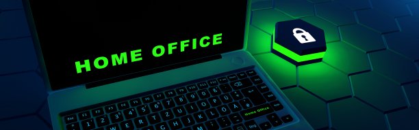 数据安全概念。在家庭办公室工作。图片下载