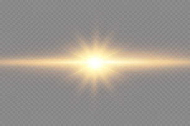 耀眼的太阳和金色的星星孤立在黑色的背景上。效果，眩光，线条，闪光，爆炸，金色的光。矢量图图片下载