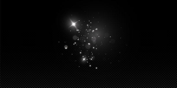 圣诞金色的尘埃，黄色的火花，金色的星星闪耀着特别的光芒。矢量闪闪发光的魔法尘埃粒子。图片下载