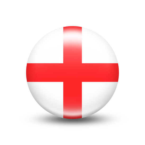 带白色阴影的球形英格兰国旗图片下载