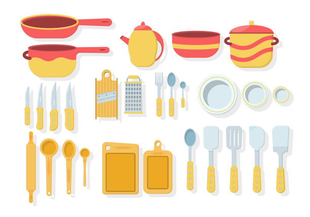 设置厨房工具。图片下载