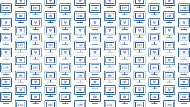 电脑显示器的背景。商业平面插图。显示器和喜欢标志符号墙纸。图片下载