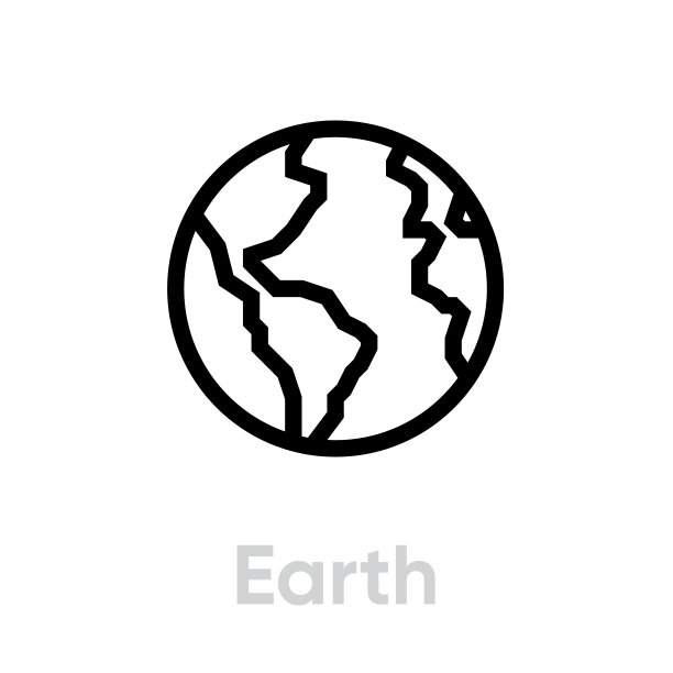 地球和地球仪线性图标：可编辑矢量轮廓图片下载
