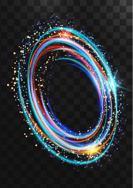 框架从明亮的霓虹灯与闪光，闪光和闪光在黑暗透明的背景。向量图片下载