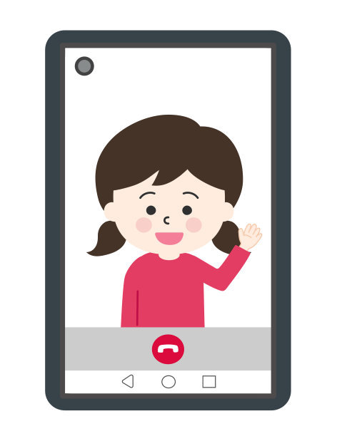 用智能手机打视频电话的女孩。图片下载