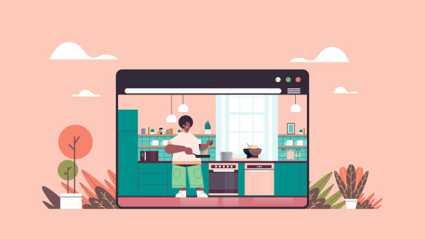 快乐的男人在家里准备健康的食物在线烹饪概念现代厨房内部图片下载