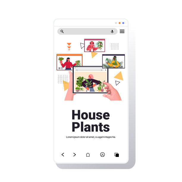 照料室内植物的人们在网络浏览器Windows的视频通话中混合了种族管家的讨论图片下载