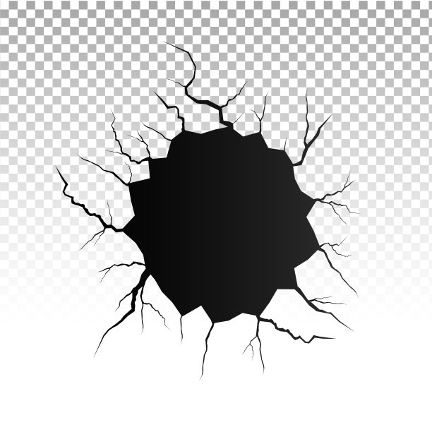 地面裂缝。地震和地面产生裂缝、孔洞效应、龟裂和破坏墙体纹理。矢量插图可以用于主题地震，崩溃，破坏图片下载