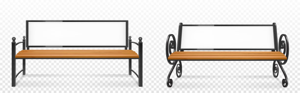 木凳上挂着空的广告横幅图片下载