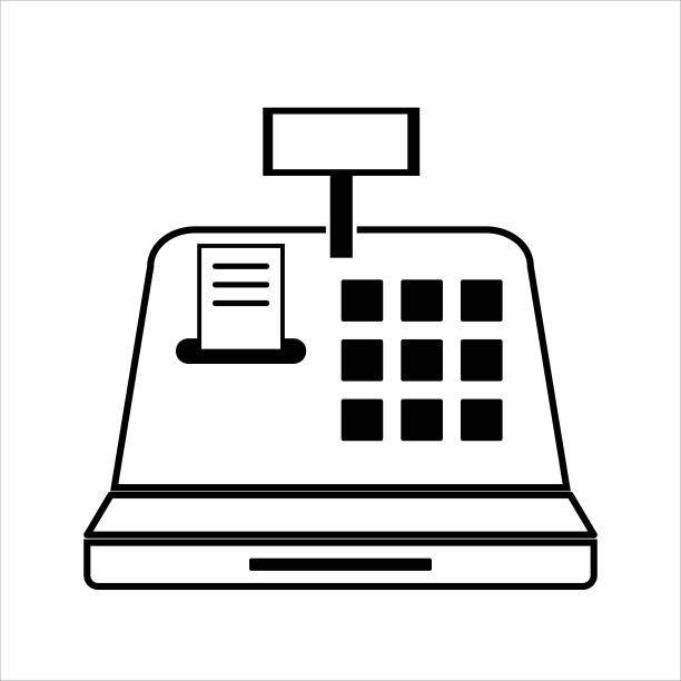 收银机平面图标孤立在白色背景图片下载