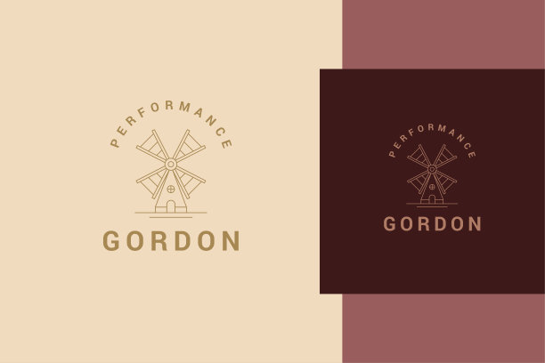 传统风车线条风格的轮廓标志图片下载