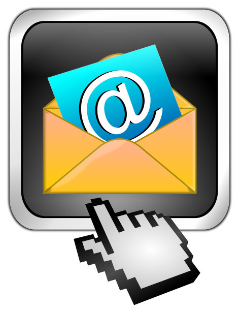 电子邮件按钮与光标- 3D插图图片下载