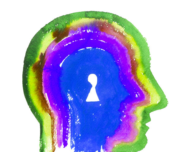 保守秘密。头部有钥匙孔。冥想，瑜伽，能量轮。图片下载