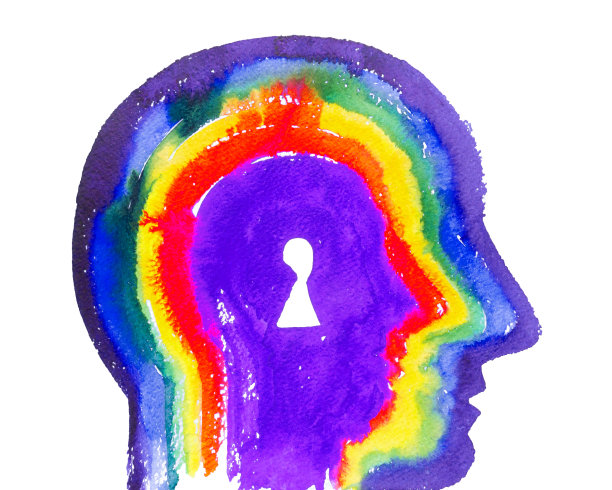 保守秘密。头部有钥匙孔。冥想，瑜伽，能量轮。图片下载