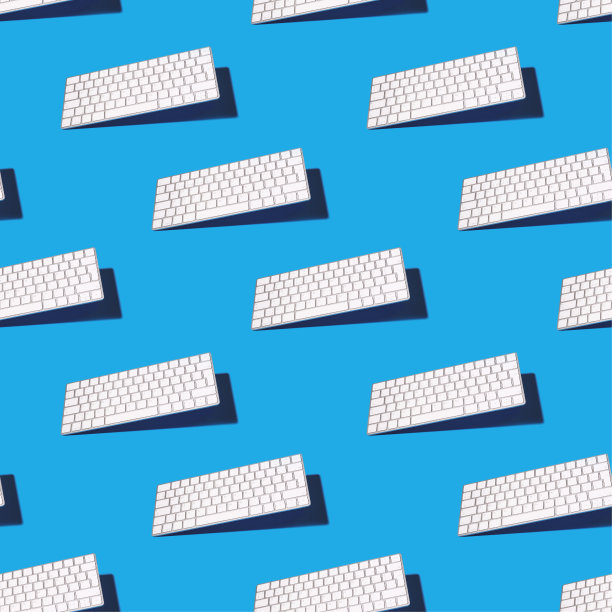 无缝模式从键盘平衡在蓝色背景图片下载