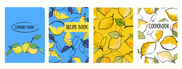 封面页模板的食谱书基于无缝模式与柠檬图片下载