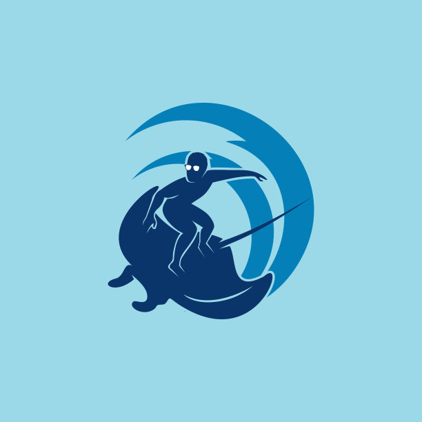 蝠鲼冲浪剪辑艺术矢量图标图片下载