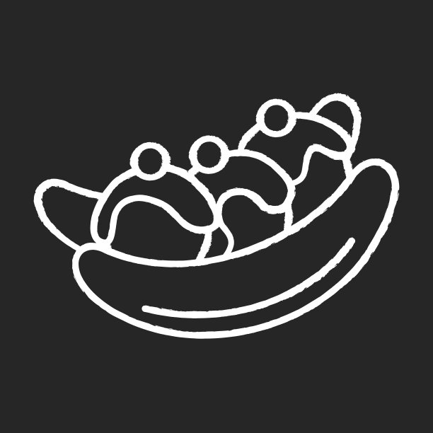 香蕉分裂粉笔白色图标上的黑色背景图片下载