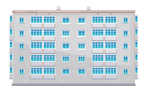 一栋五层楼的建筑被隔离图片下载