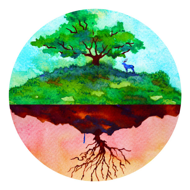 全球变暖气候变化抽象艺术精神心灵人类动物水彩画插图设计手绘图片下载