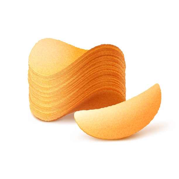 马铃薯脆片的矢量堆在白色背景上封闭隔离图片下载