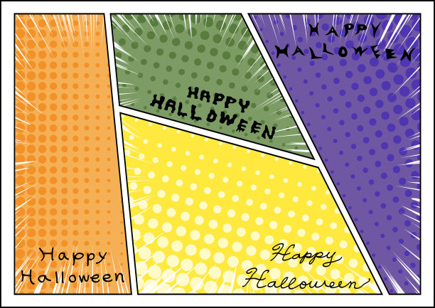 插图连环画和万圣节书法布局框架图片下载