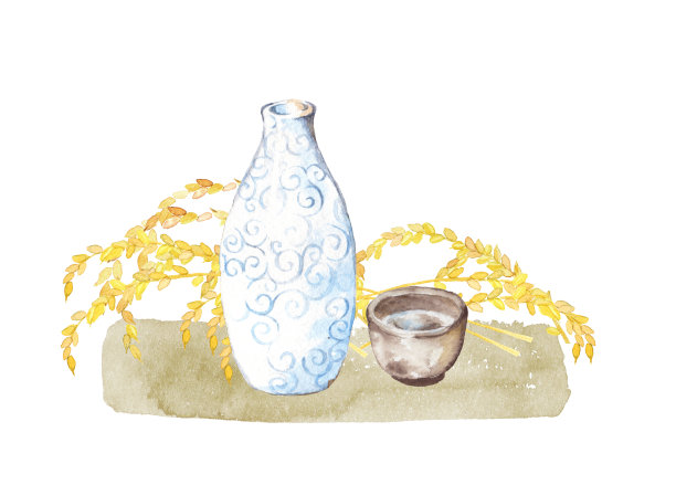 日本清酒和水稻图片下载