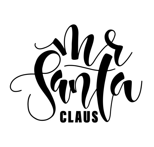 圣诞老人先生-黑色字母孤立在白色背景。矢量股票插图海报，照片叠加，卡片，t恤打印和社会媒体。图片下载